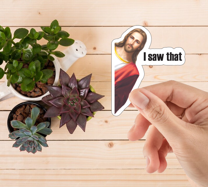 Jesus saw that, funny jesus, printable sticker, Laptop Sticker, Digital Art, Stickers, Water Bottle Sticker, planner sticker, Die-Cut Sticker, Laptop Sticker, Water Bottle Sticker, planner sticker, custom sticker