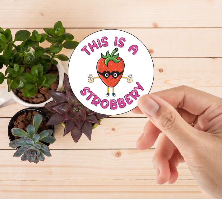 This is a strobbery, strawberry sticker, strawberry decal, printable sticker, Laptop Sticker, Digital Art, Stickers, Water Bottle Sticker, planner sticker, Die-Cut Sticker, Laptop Sticker, Water Bottle Sticker, planner sticker, custom sticker