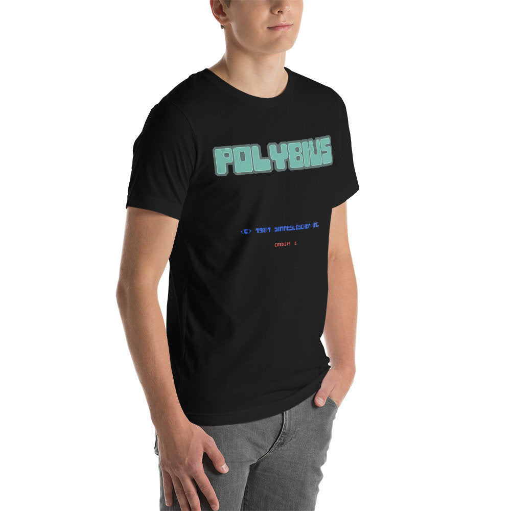 Straight Cut - Polybius shirt with Sinnesloschen and coin info - 100% accurate pixel by pixel vector drawn recreation